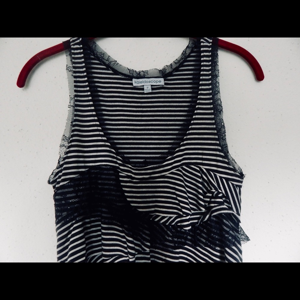 Stripe Ruffle Lace Tank Top Shirt